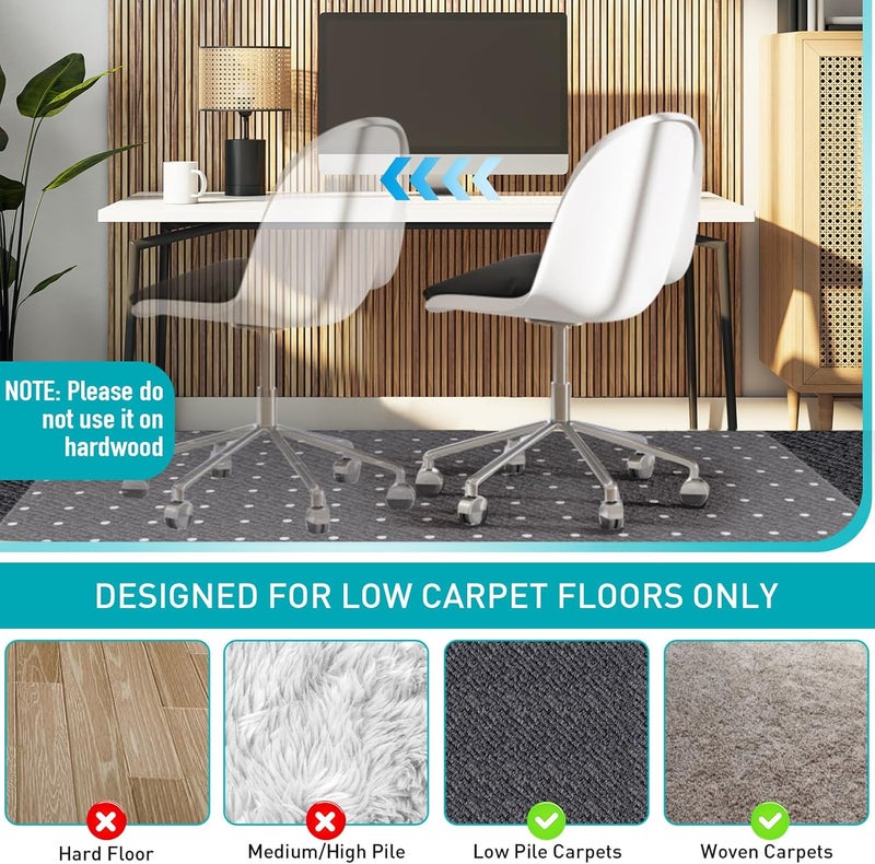 PHOUZIN Office Chair Mat for Carpet: 48"x36" Clear Desk Chair Mat for Carpet Floor, Computer Mat for Low Carpeted Floors,Thick and Sturdy Protector, Rug Pad for Rolling Chairs Office Work Gaming - Image 5